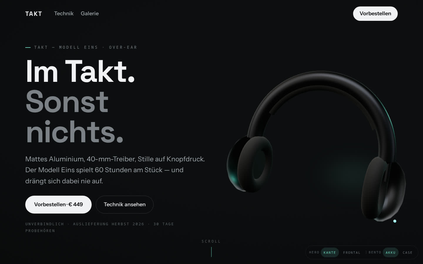 Screenshot: TAKT — Modell Eins